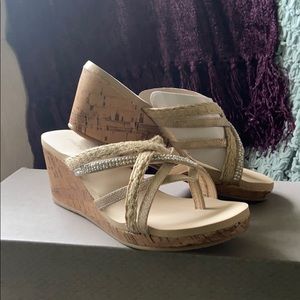 NWT Maurices Janet Rhinestone Wedge Sandal